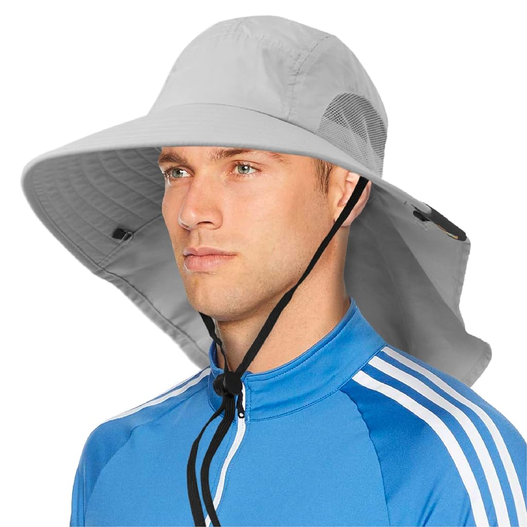 Proberos® Sun Hat UPF50+ Wide Brim Sun Hat with Neck Flap Breathable Mesh Outdoor UV Protection Hat Fishing Hat Beach Hat with Chin Strap Lightweight Packable Travel Hat for Hiking, Travel, Gardening Proberos® Sun Hat UPF50+ Wide Brim Sun Hat with Neck Flap Breathable Mesh Outdoor UV Protection Hat Fishing Hat Beach Hat with Chin Strap Lightweight Packable Travel Hat for Hiking, Travel, Gardening